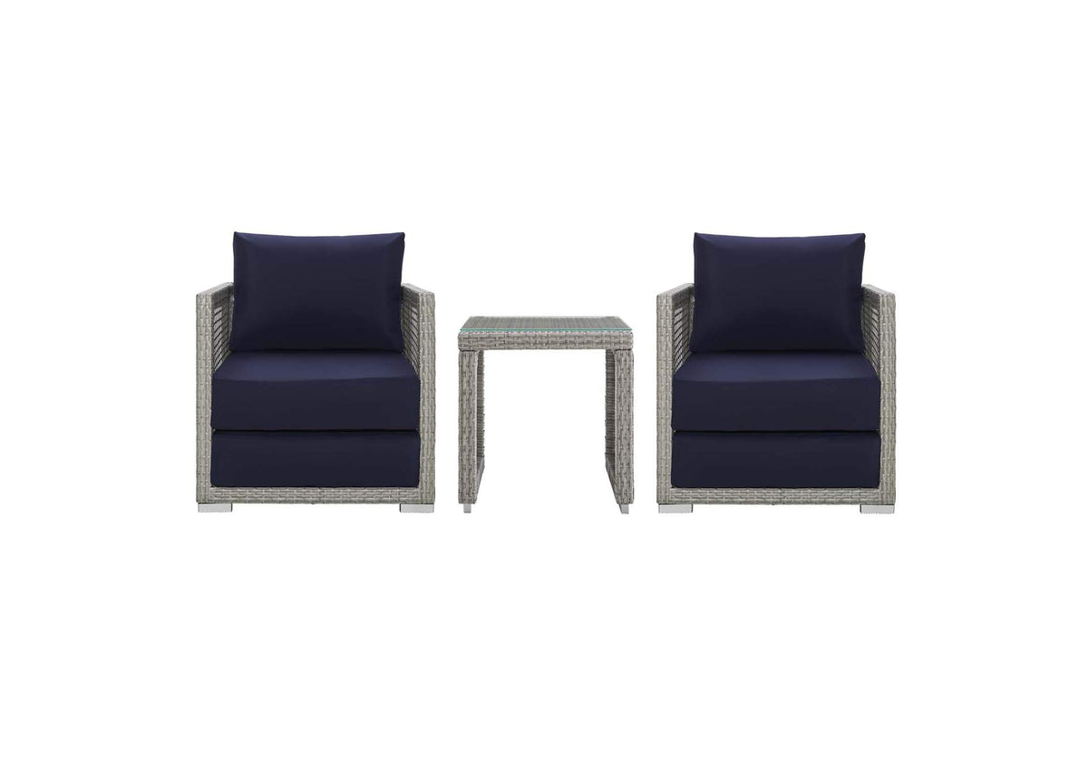 EEI-3595-GRY-NAV-SET Aura 3 Piece Outdoor Patio Wicker Rattan Set By Modway