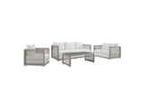 EEI-3596-GRY-WHI-SET Aura 4 Piece Outdoor Patio Wicker Rattan Set By Modway