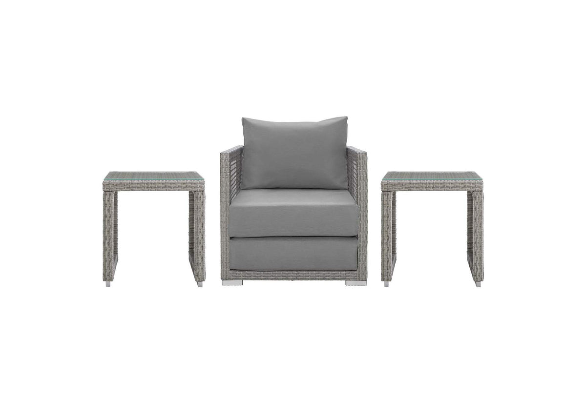 EEI-3597-GRY-GRY-SET Aura 3 Piece Outdoor Patio Wicker Rattan Set By Modway