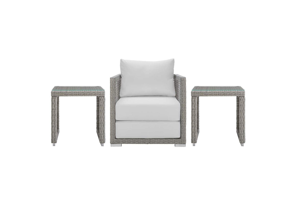 EEI-3597-GRY-WHI-SET Aura 3 Piece Outdoor Patio Wicker Rattan Set By Modway