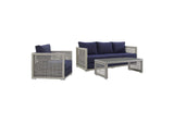 EEI-3599-GRY-NAV-SET Aura 3 Piece Outdoor Patio Wicker Rattan Set By Modway