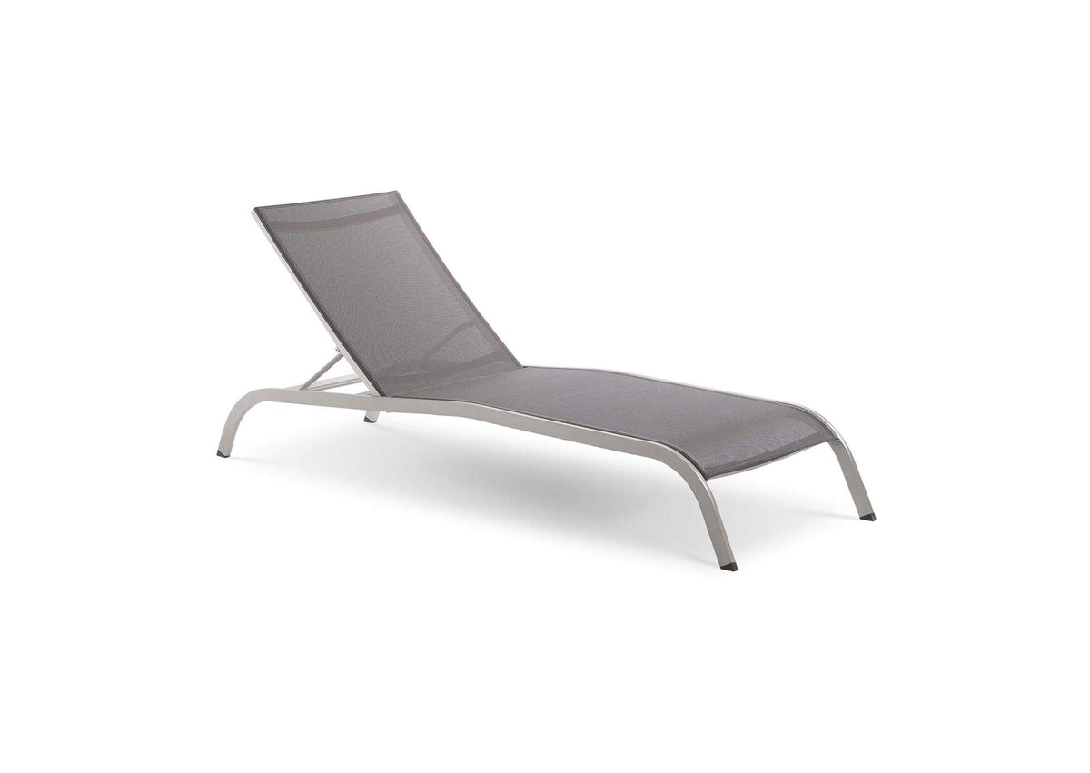 EEI-3721-GRY Savannah Mesh Chaise Outdoor Patio Aluminum Lounge Chair By Modway