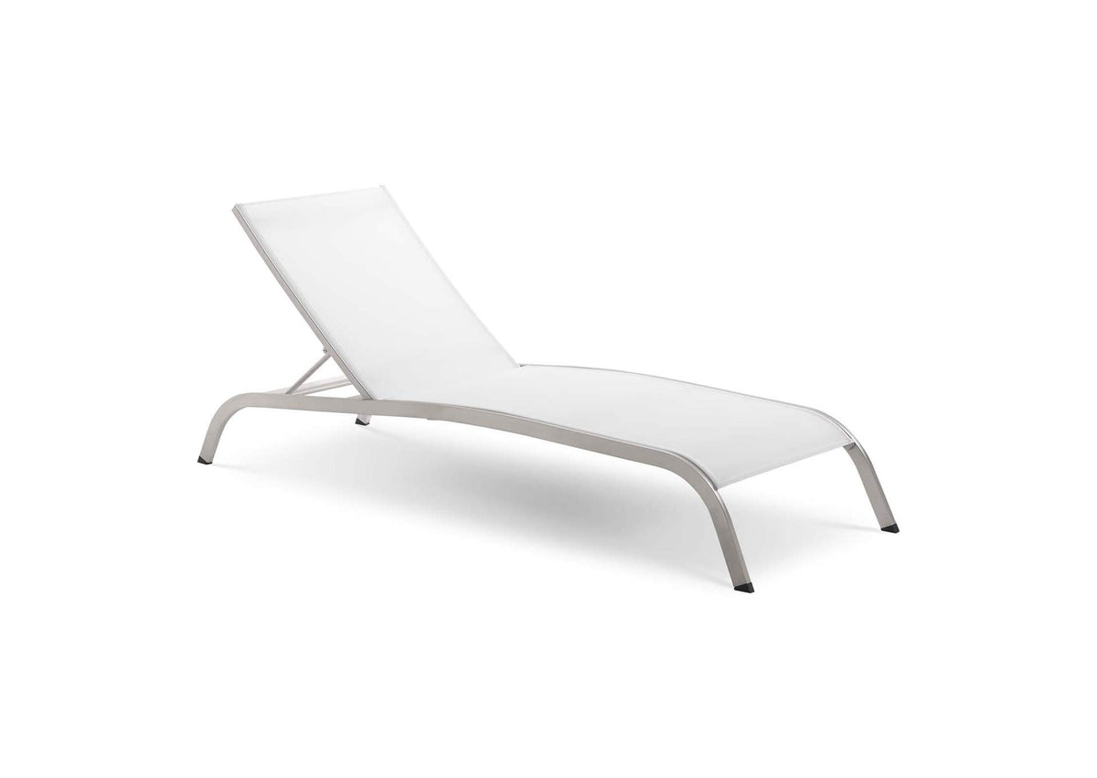 EEI-3721-WHI Savannah Mesh Chaise Outdoor Patio Aluminum Lounge Chair By Modway