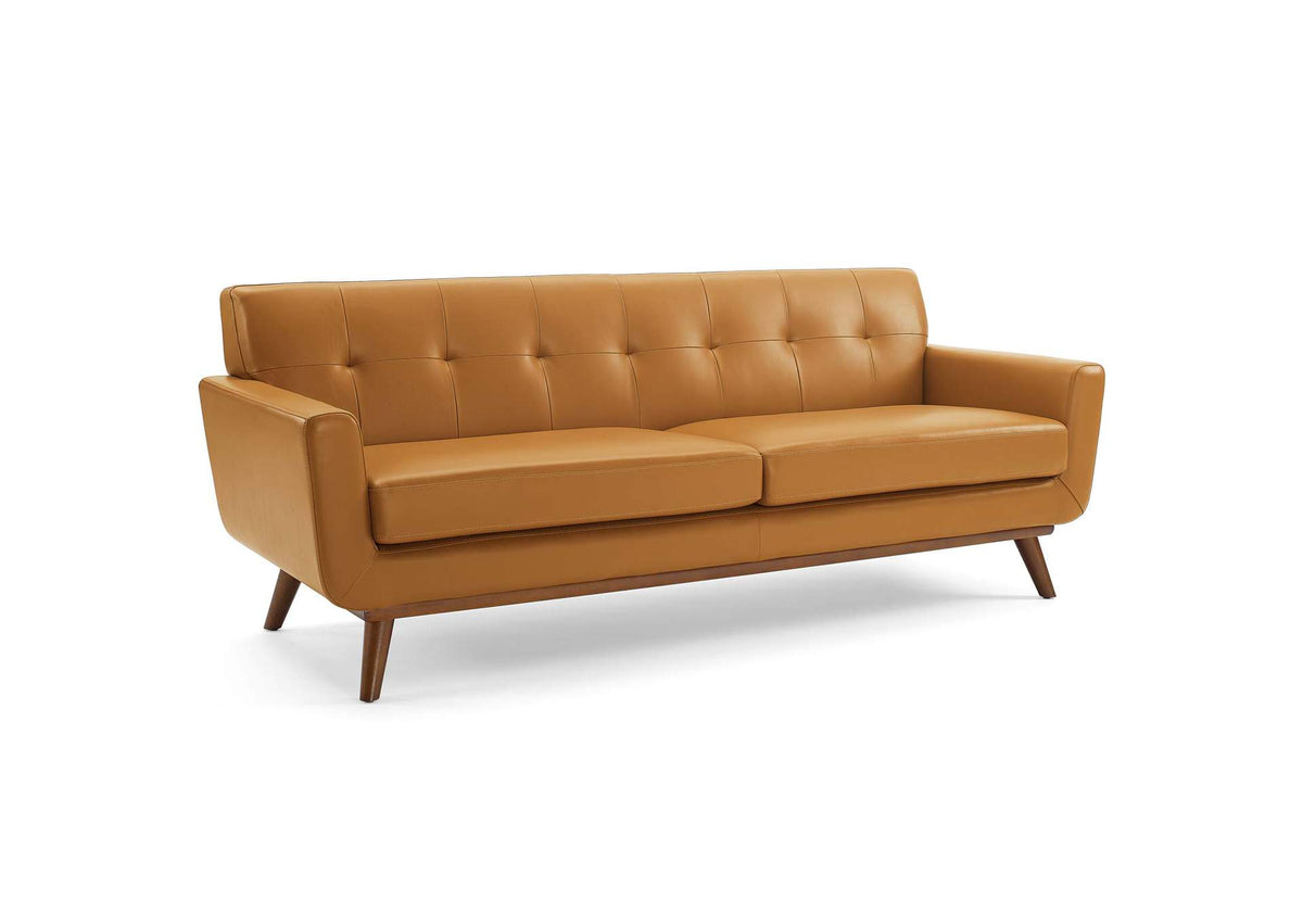 EEI-3733-TAN Engage Top-Grain Leather Living Room Lounge Sofa By Modway
