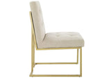EEI-3743-GLD-BEI Privy Gold Stainless Steel Upholstered Fabric Dining Accent Chair By Modway