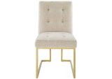 EEI-3743-GLD-BEI Privy Gold Stainless Steel Upholstered Fabric Dining Accent Chair By Modway