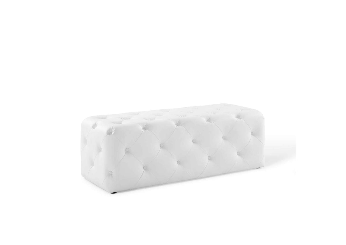 EEI-3767-WHI Amour 48" Tufted Button Entryway Faux Leather Bench By Modway