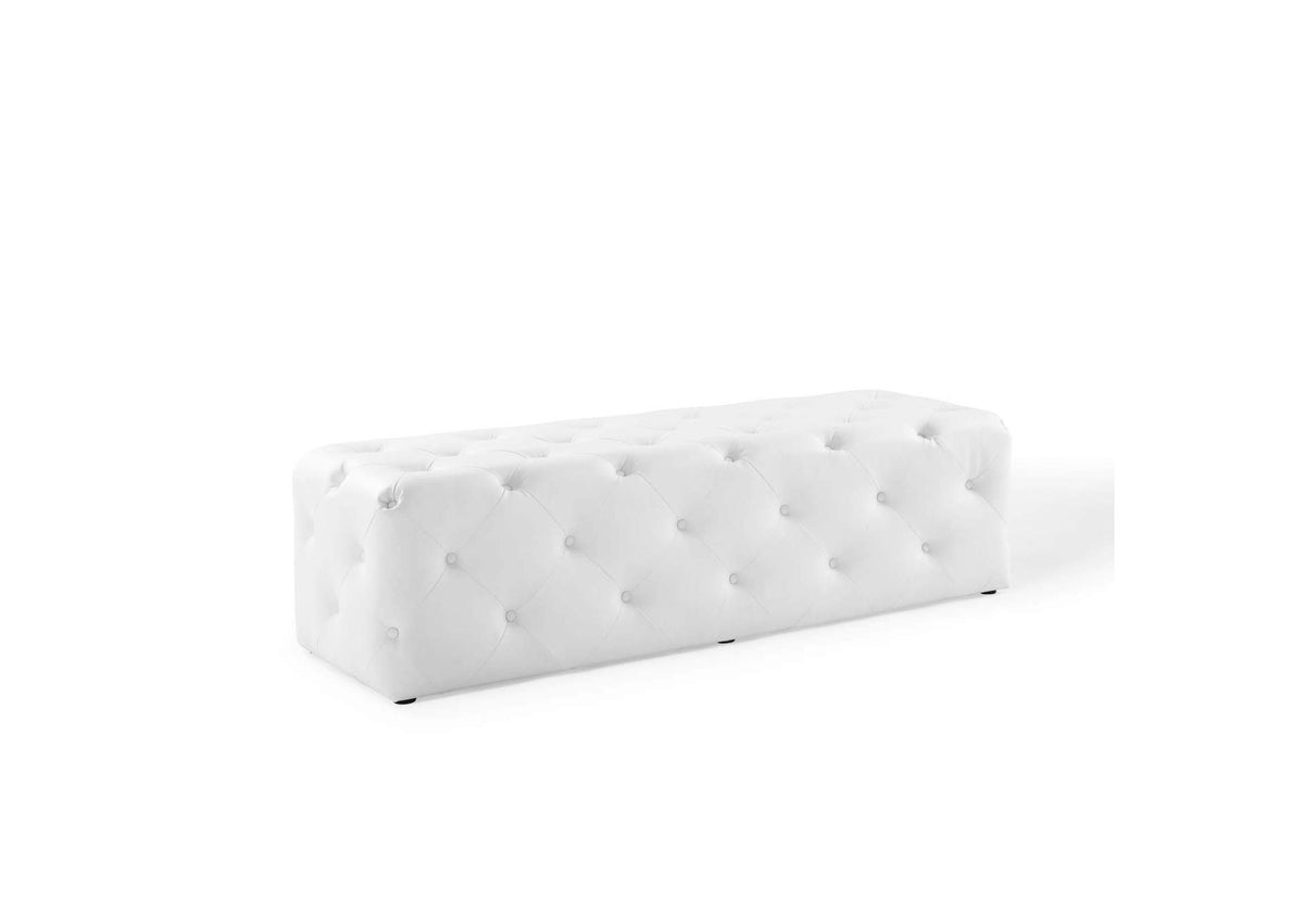 EEI-3769-WHI Amour 60" Tufted Button Entryway Faux Leather Bench By Modway