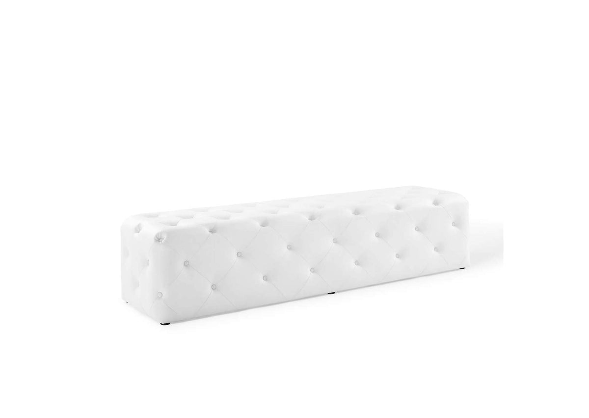 EEI-3771-WHI Amour 72" Tufted Button Entryway Faux Leather Bench By Modway