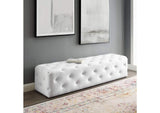 EEI-3771-WHI Amour 72" Tufted Button Entryway Faux Leather Bench By Modway