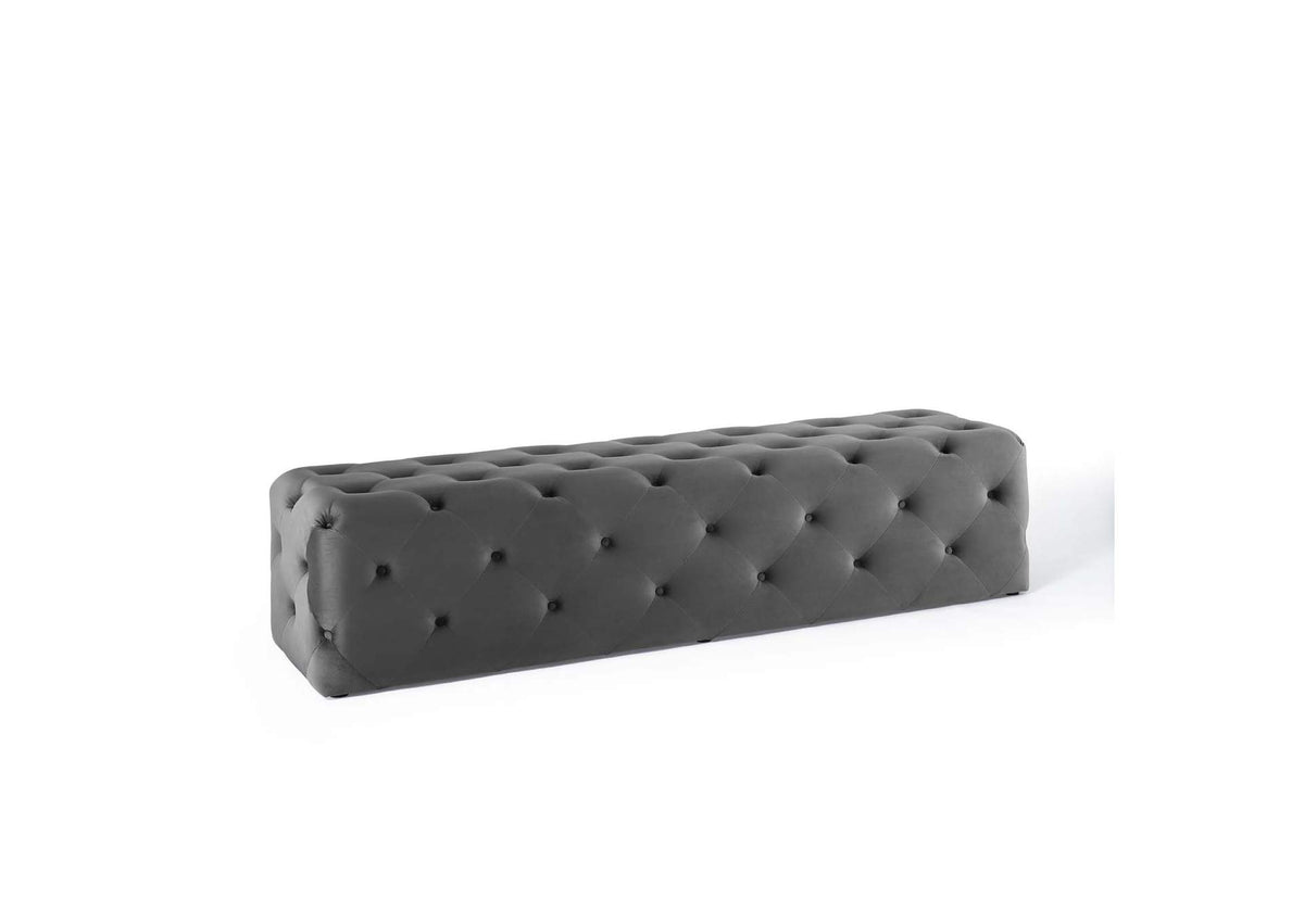 EEI-3772-GRY Amour 72" Tufted Button Entryway Performance Velvet Bench By Modway