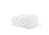 EEI-3773-WHI Amour Tufted Button Large Square Faux Leather Ottoman By Modway