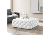 EEI-3773-WHI Amour Tufted Button Large Square Faux Leather Ottoman By Modway