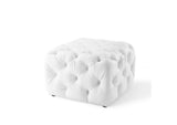 EEI-3775-WHI Amour Tufted Button Square Faux Leather Ottoman By Modway