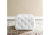 EEI-3775-WHI Amour Tufted Button Square Faux Leather Ottoman By Modway