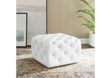 EEI-3775-WHI Amour Tufted Button Square Faux Leather Ottoman By Modway