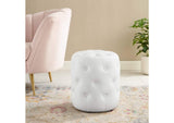 EEI-3777-WHI Amour Tufted Button Round Faux Leather Ottoman By Modway
