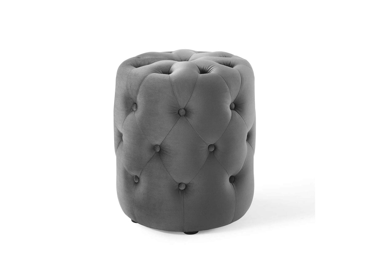 EEI-3778-GRY Amour Tufted Button Round Performance Velvet Ottoman By Modway