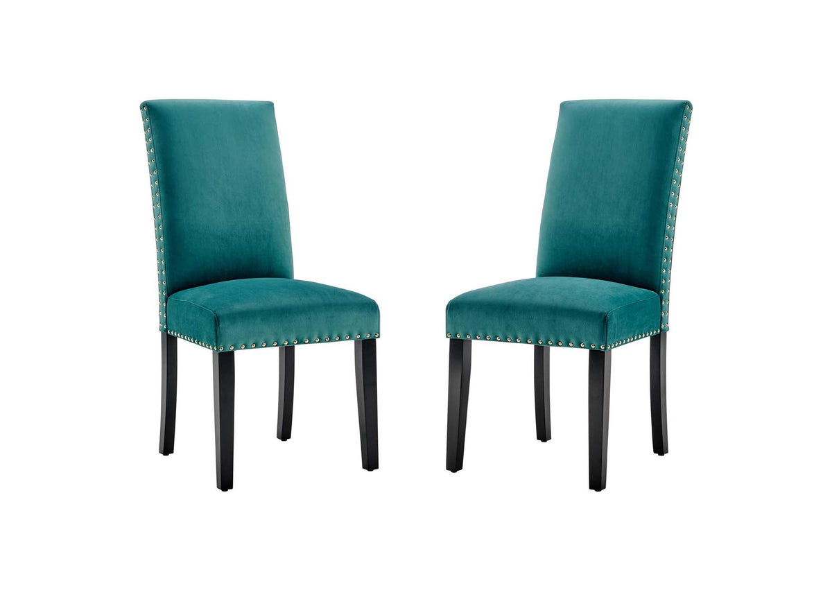 EEI-3779-TEA Parcel Performance Velvet Dining Side Chairs Set Of 2 By Modway