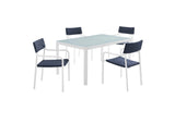 EEI-3796-WHI-NAV Raleigh 5 Piece Outdoor Patio Aluminum Dining Set By Modway