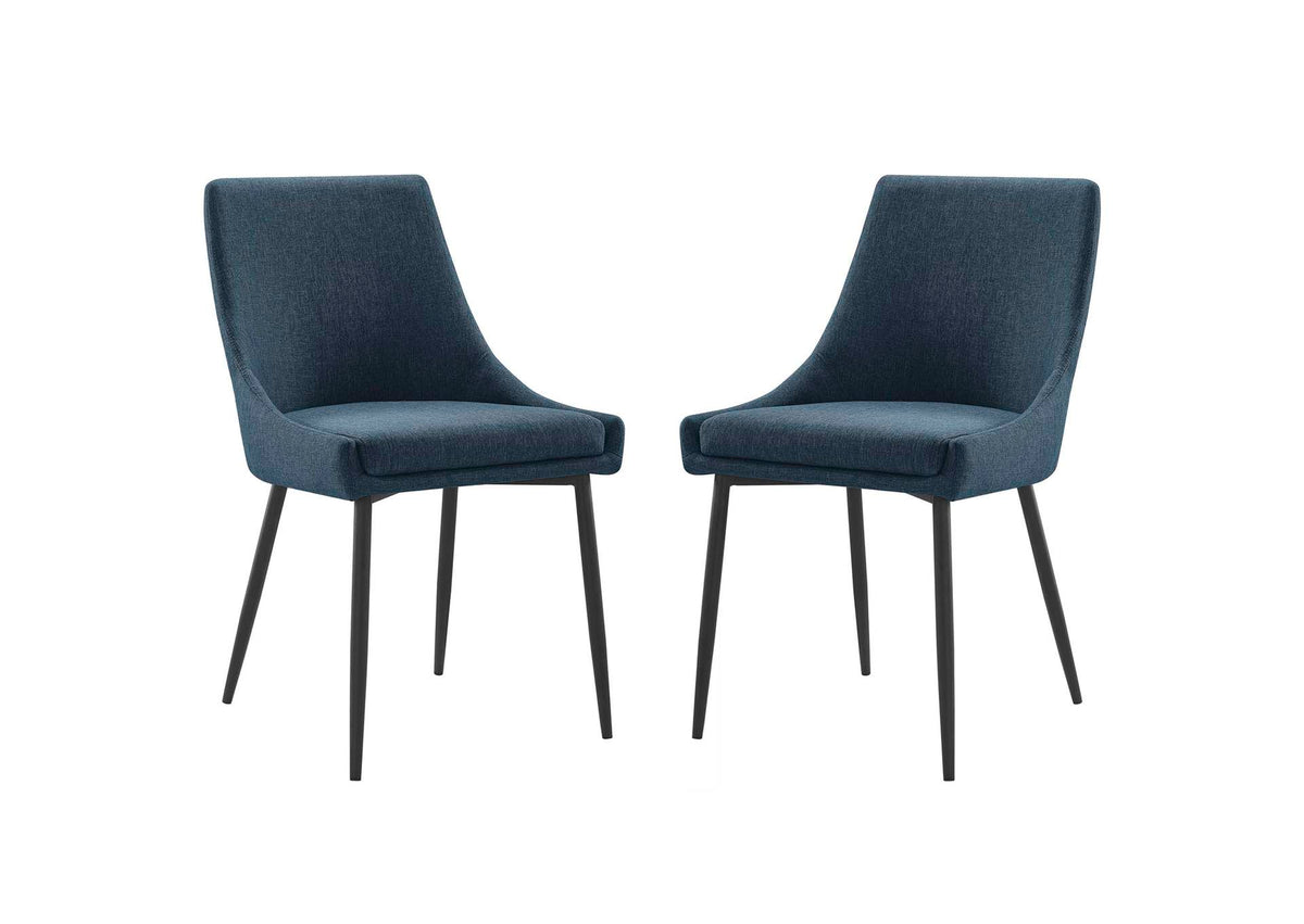 EEI-3809-BLK-AZU Viscount Upholstered Fabric Dining Chairs Set Of 2 By Modway