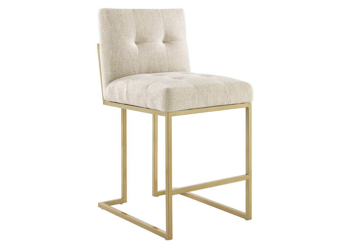 EEI-3852-GLD-BEI Privy Gold Stainless Steel Upholstered Fabric Counter Stool By Modway
