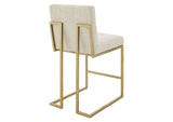 EEI-3852-GLD-BEI Privy Gold Stainless Steel Upholstered Fabric Counter Stool By Modway