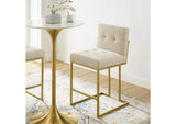 EEI-3852-GLD-BEI Privy Gold Stainless Steel Upholstered Fabric Counter Stool By Modway