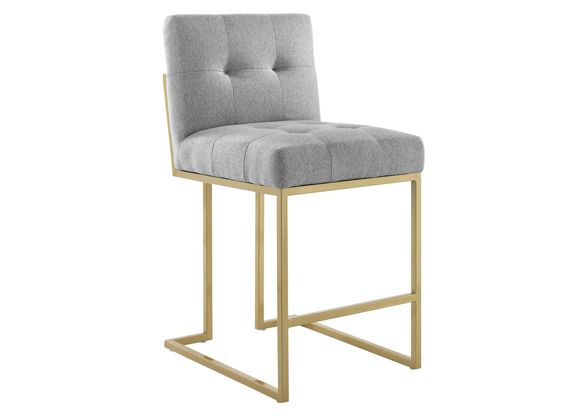 EEI-3852-GLD-LGR Privy Gold Stainless Steel Upholstered Fabric Counter Stool By Modway