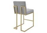 EEI-3852-GLD-LGR Privy Gold Stainless Steel Upholstered Fabric Counter Stool By Modway