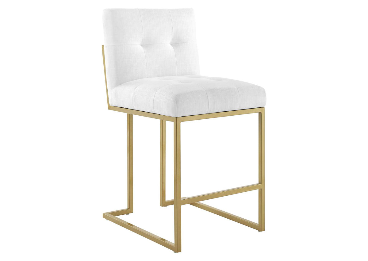 EEI-3852-GLD-WHI Privy Gold Stainless Steel Upholstered Fabric Counter Stool By Modway