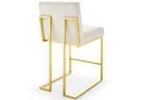 EEI-3853-GLD-IVO Privy Gold Stainless Steel Performance Velvet Counter Stool By Modway