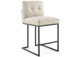 EEI-3854-BLK-BEI Privy Black Stainless Steel Upholstered Fabric Counter Stool By Modway