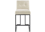 EEI-3854-BLK-BEI Privy Black Stainless Steel Upholstered Fabric Counter Stool By Modway