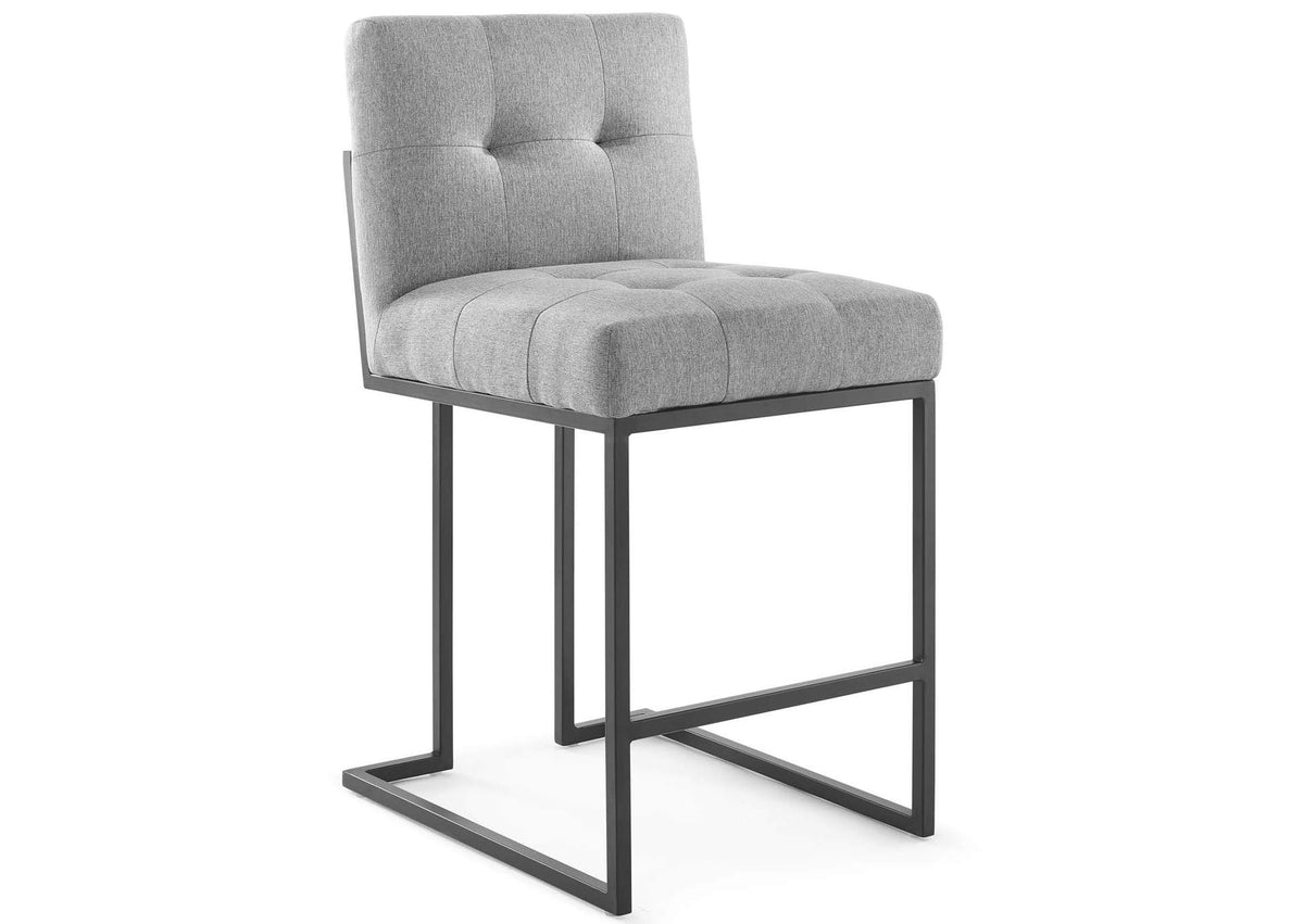 EEI-3854-BLK-LGR Privy Black Stainless Steel Upholstered Fabric Counter Stool By Modway