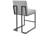 EEI-3854-BLK-LGR Privy Black Stainless Steel Upholstered Fabric Counter Stool By Modway