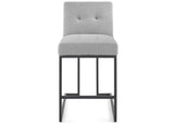 EEI-3854-BLK-LGR Privy Black Stainless Steel Upholstered Fabric Counter Stool By Modway