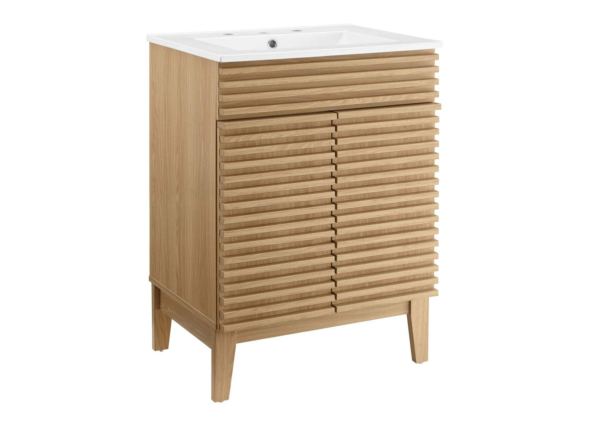 EEI-3860-OAK-WHI Render 24" Bathroom Vanity By Modway