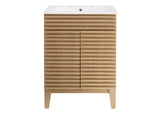 EEI-3860-OAK-WHI Render 24" Bathroom Vanity By Modway