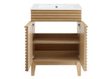 EEI-3860-OAK-WHI Render 24" Bathroom Vanity By Modway