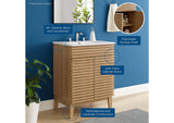 EEI-3860-OAK-WHI Render 24" Bathroom Vanity By Modway