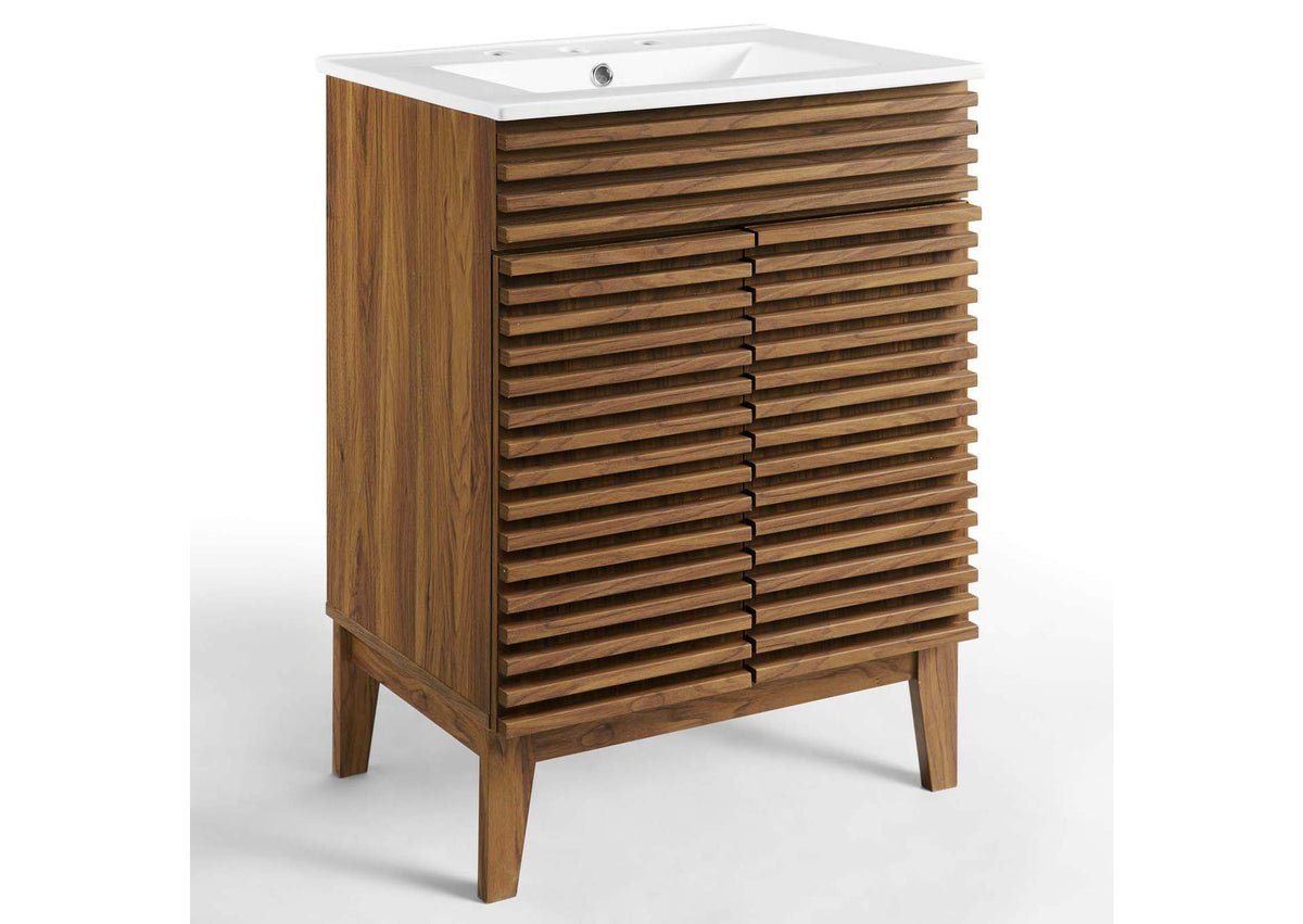 EEI-3860-WAL-WHI Render 24" Bathroom Vanity By Modway
