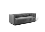 EEI-3885-GRY Conjure Channel Tufted Velvet Sofa By Modway