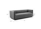 EEI-3885-GRY Conjure Channel Tufted Velvet Sofa By Modway