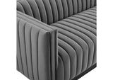 EEI-3885-GRY Conjure Channel Tufted Velvet Sofa By Modway