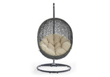 EEI-3929-GRY-BEI Hide Outdoor Patio Sunbrella® Swing Chair With Stand By Modway