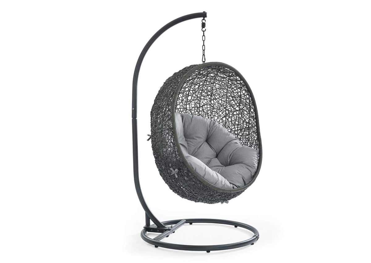 EEI-3929-GRY-GRY Hide Outdoor Patio Sunbrella® Swing Chair With Stand By Modway