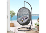 EEI-3929-GRY-GRY Hide Outdoor Patio Sunbrella® Swing Chair With Stand By Modway