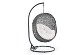 EEI-3929-GRY-WHI Hide Outdoor Patio Sunbrella® Swing Chair With Stand By Modway
