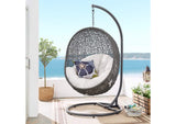 EEI-3929-GRY-WHI Hide Outdoor Patio Sunbrella® Swing Chair With Stand By Modway